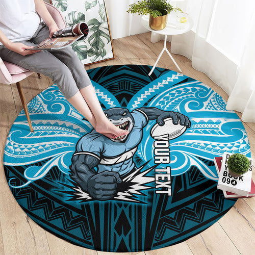 Custom Cronulla-Sutherland Sharks Round Carpet Shark Warrior Polynesia Islander Rugby Mascot