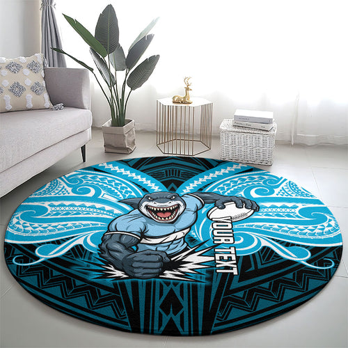 Custom Cronulla-Sutherland Sharks Round Carpet Shark Warrior Polynesia Islander Rugby Mascot