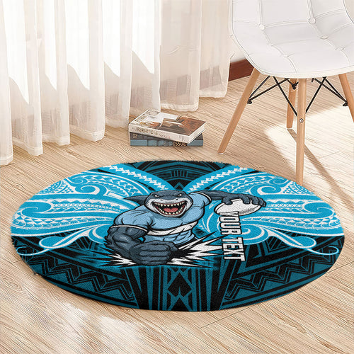 Custom Cronulla-Sutherland Sharks Round Carpet Shark Warrior Polynesia Islander Rugby Mascot