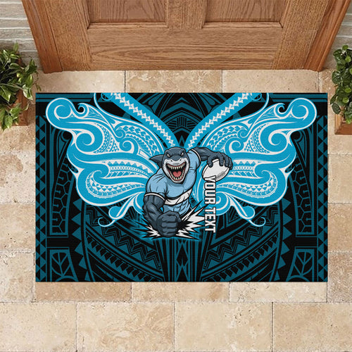 Custom Cronulla-Sutherland Sharks Rubber Doormat Shark Warrior Polynesia Islander Rugby Mascot