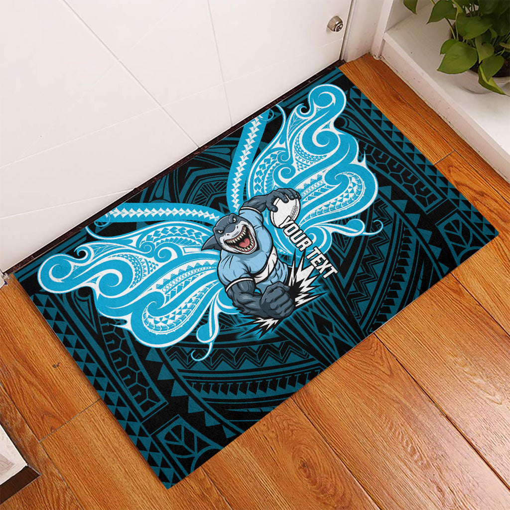 Custom Cronulla-Sutherland Sharks Rubber Doormat Shark Warrior Polynesia Islander Rugby Mascot