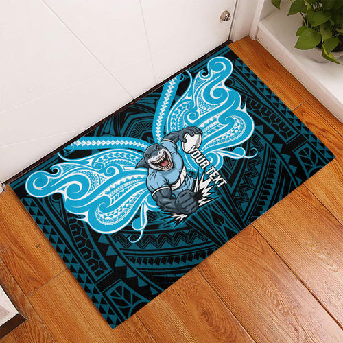 Custom Cronulla-Sutherland Sharks Rubber Doormat Shark Warrior Polynesia Islander Rugby Mascot