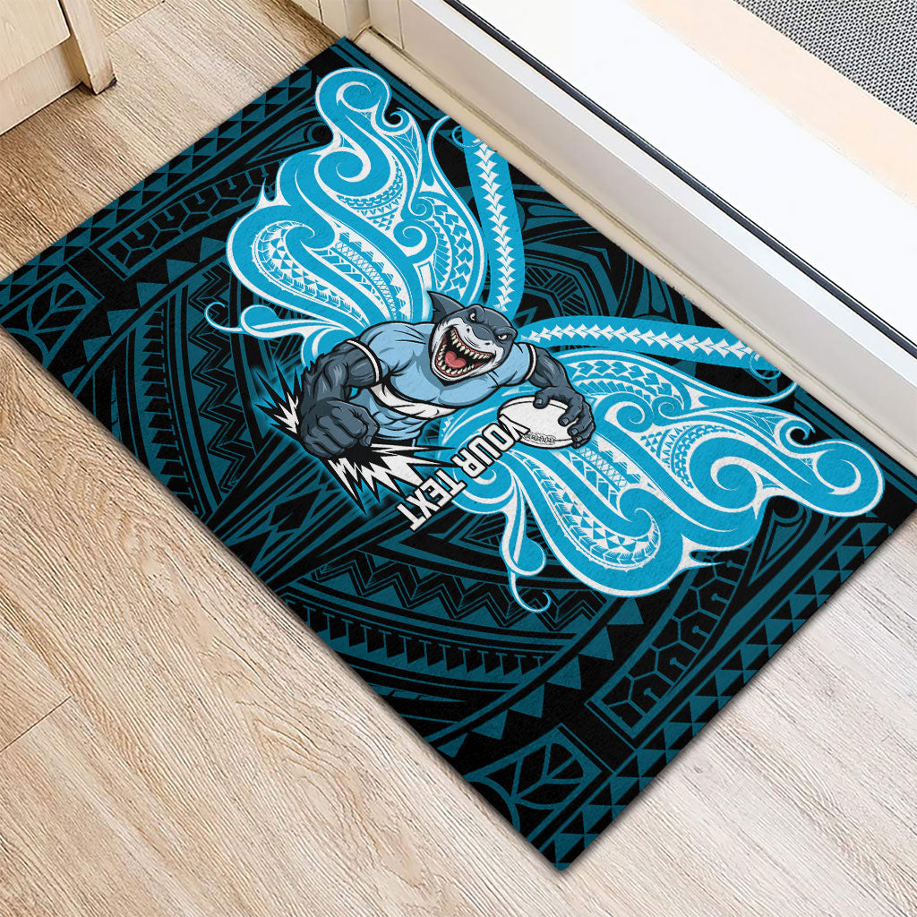 Custom Cronulla-Sutherland Sharks Rubber Doormat Shark Warrior Polynesia Islander Rugby Mascot