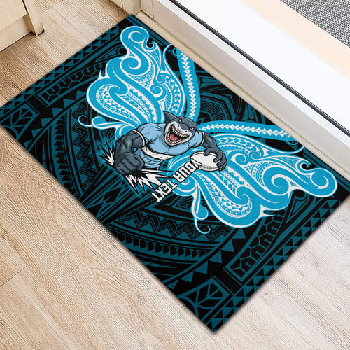 Custom Cronulla-Sutherland Sharks Rubber Doormat Shark Warrior Polynesia Islander Rugby Mascot