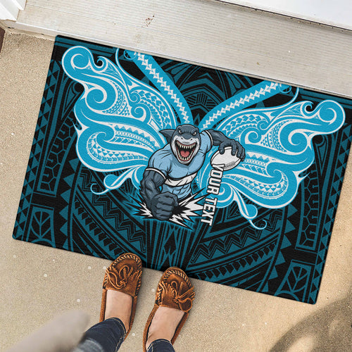 Custom Cronulla-Sutherland Sharks Rubber Doormat Shark Warrior Polynesia Islander Rugby Mascot