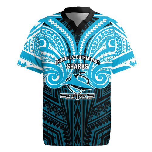Custom Cronulla-Sutherland Sharks Rugby Jersey Shark Warrior Polynesia Islander Rugby Mascot