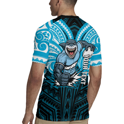 Custom Cronulla-Sutherland Sharks Rugby Jersey Shark Warrior Polynesia Islander Rugby Mascot