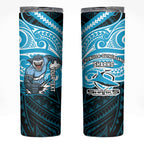 Custom Cronulla-Sutherland Sharks Skinny Tumbler Shark Warrior Polynesia Islander Rugby Mascot