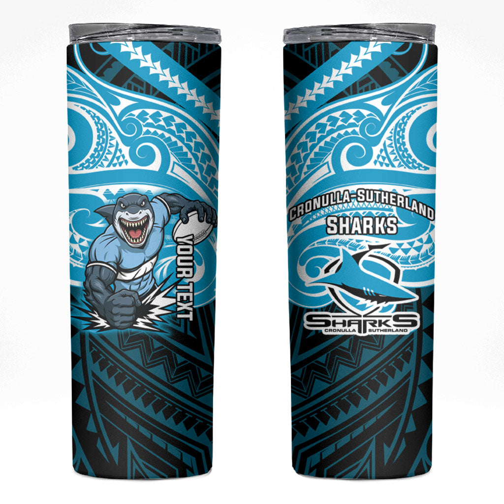 Custom Cronulla-Sutherland Sharks Skinny Tumbler Shark Warrior Polynesia Islander Rugby Mascot