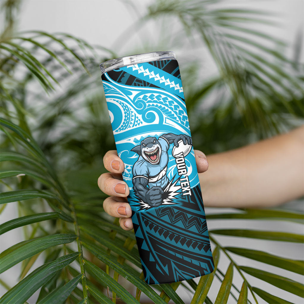 Custom Cronulla-Sutherland Sharks Skinny Tumbler Shark Warrior Polynesia Islander Rugby Mascot