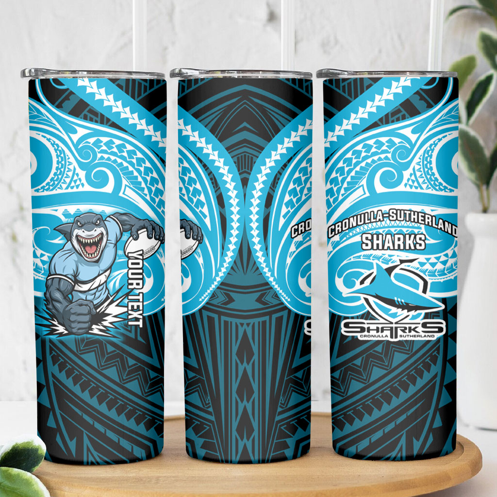 Custom Cronulla-Sutherland Sharks Skinny Tumbler Shark Warrior Polynesia Islander Rugby Mascot