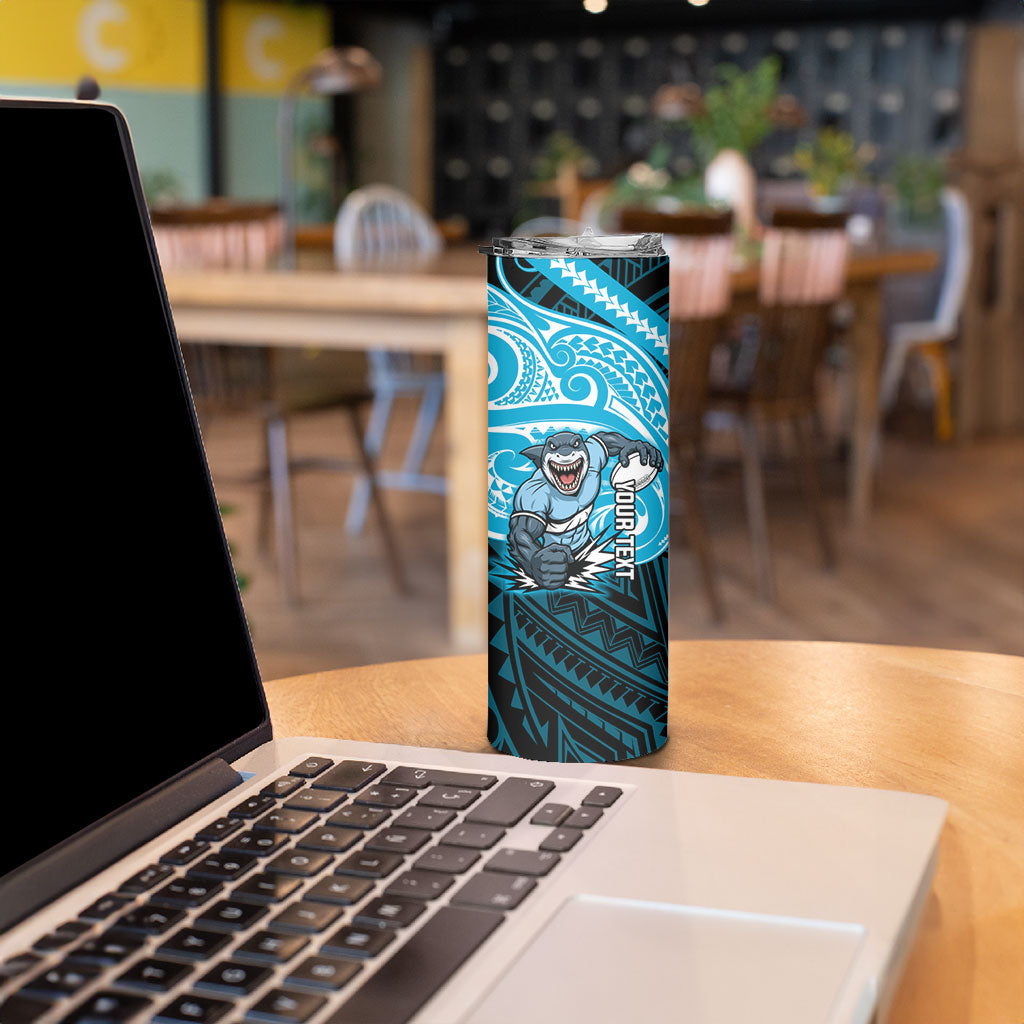 Custom Cronulla-Sutherland Sharks Skinny Tumbler Shark Warrior Polynesia Islander Rugby Mascot