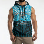 Custom Cronulla-Sutherland Sharks Sleeveless Hoodie Shark Warrior Polynesia Islander Rugby Mascot