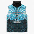 Custom Cronulla-Sutherland Sharks Sleeveless Puffer Jacket Shark Warrior Polynesia Islander Rugby Mascot
