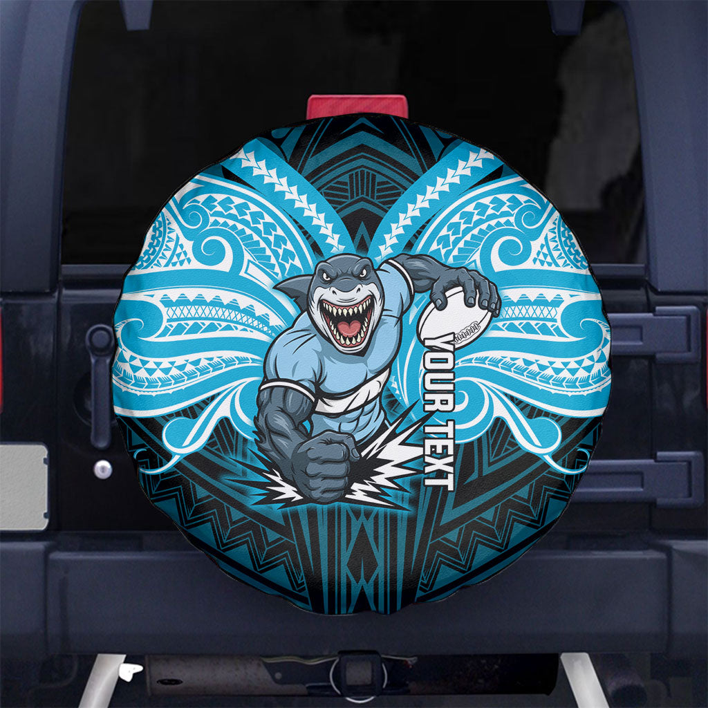 Custom Cronulla-Sutherland Sharks Spare Tire Cover Shark Warrior Polynesia Islander Rugby Mascot