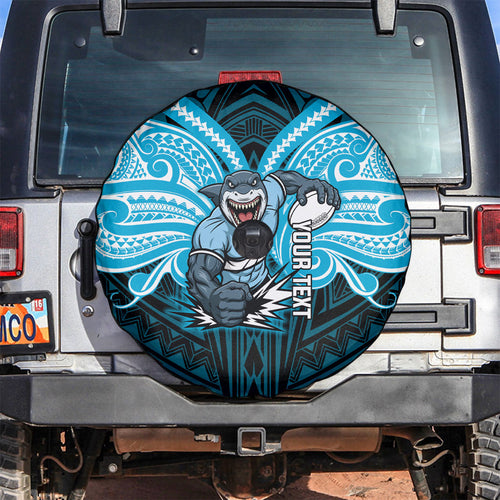 Custom Cronulla-Sutherland Sharks Spare Tire Cover Shark Warrior Polynesia Islander Rugby Mascot