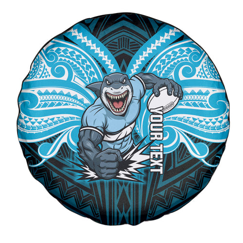 Custom Cronulla-Sutherland Sharks Spare Tire Cover Shark Warrior Polynesia Islander Rugby Mascot