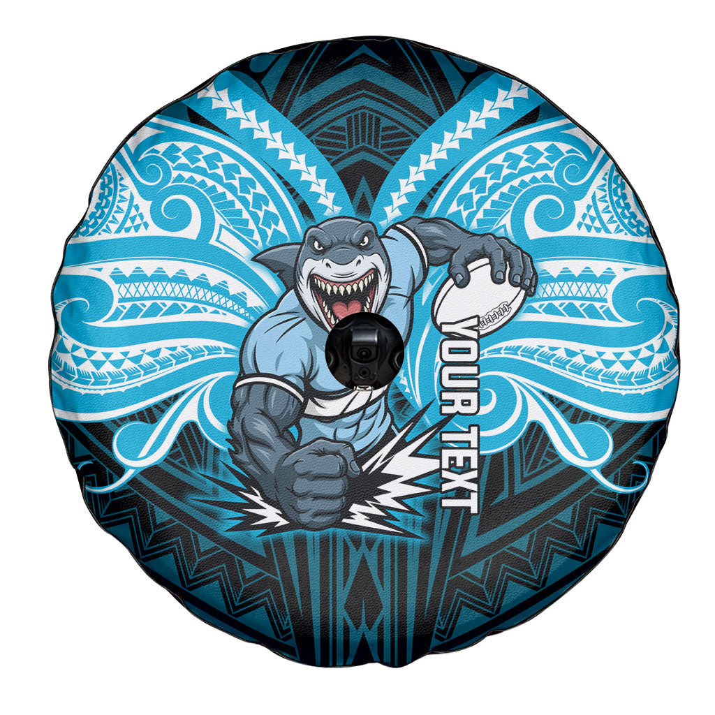 Custom Cronulla-Sutherland Sharks Spare Tire Cover Shark Warrior Polynesia Islander Rugby Mascot