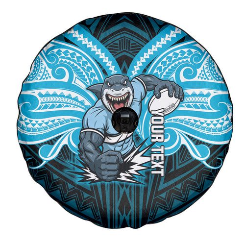 Custom Cronulla-Sutherland Sharks Spare Tire Cover Shark Warrior Polynesia Islander Rugby Mascot