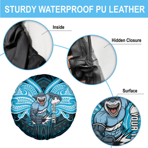 Custom Cronulla-Sutherland Sharks Spare Tire Cover Shark Warrior Polynesia Islander Rugby Mascot