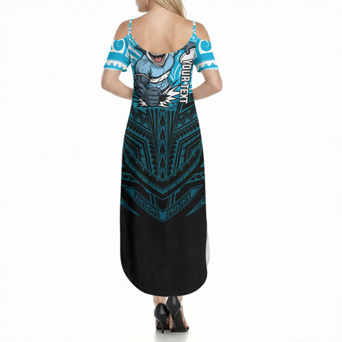 Custom Cronulla-Sutherland Sharks Summer Maxi Dress Shark Warrior Polynesia Islander Rugby Mascot