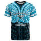 Custom Cronulla-Sutherland Sharks T Shirt Shark Warrior Polynesia Islander Rugby Mascot