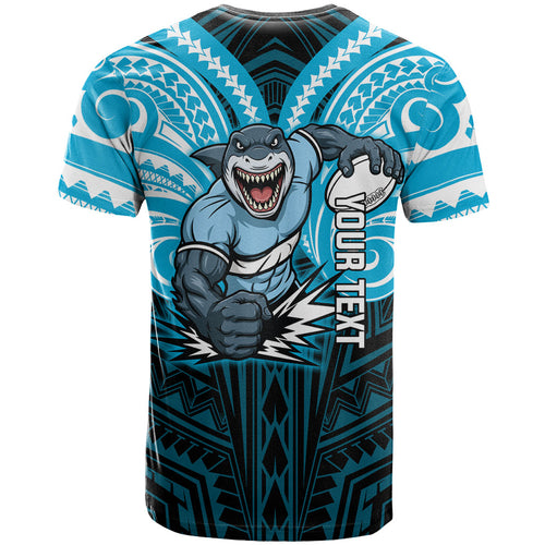 Custom Cronulla-Sutherland Sharks T Shirt Shark Warrior Polynesia Islander Rugby Mascot