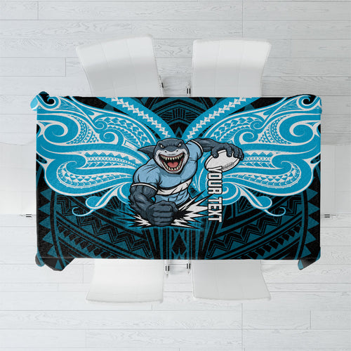 Custom Cronulla-Sutherland Sharks Tablecloth Shark Warrior Polynesia Islander Rugby Mascot