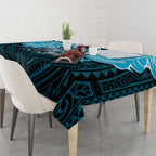 Custom Cronulla-Sutherland Sharks Tablecloth Shark Warrior Polynesia Islander Rugby Mascot