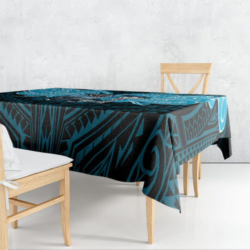 Custom Cronulla-Sutherland Sharks Tablecloth Shark Warrior Polynesia Islander Rugby Mascot