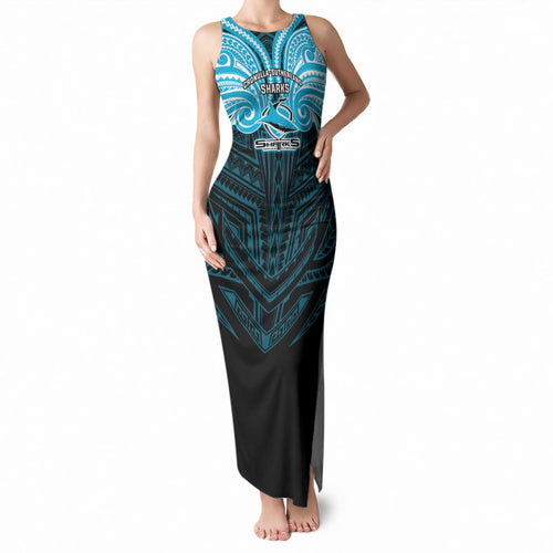 Custom Cronulla-Sutherland Sharks Tank Maxi Dress Shark Warrior Polynesia Islander Rugby Mascot