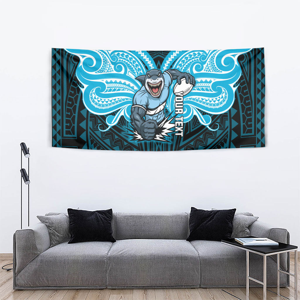 Custom Cronulla-Sutherland Sharks Tapestry Shark Warrior Polynesia Islander Rugby Mascot