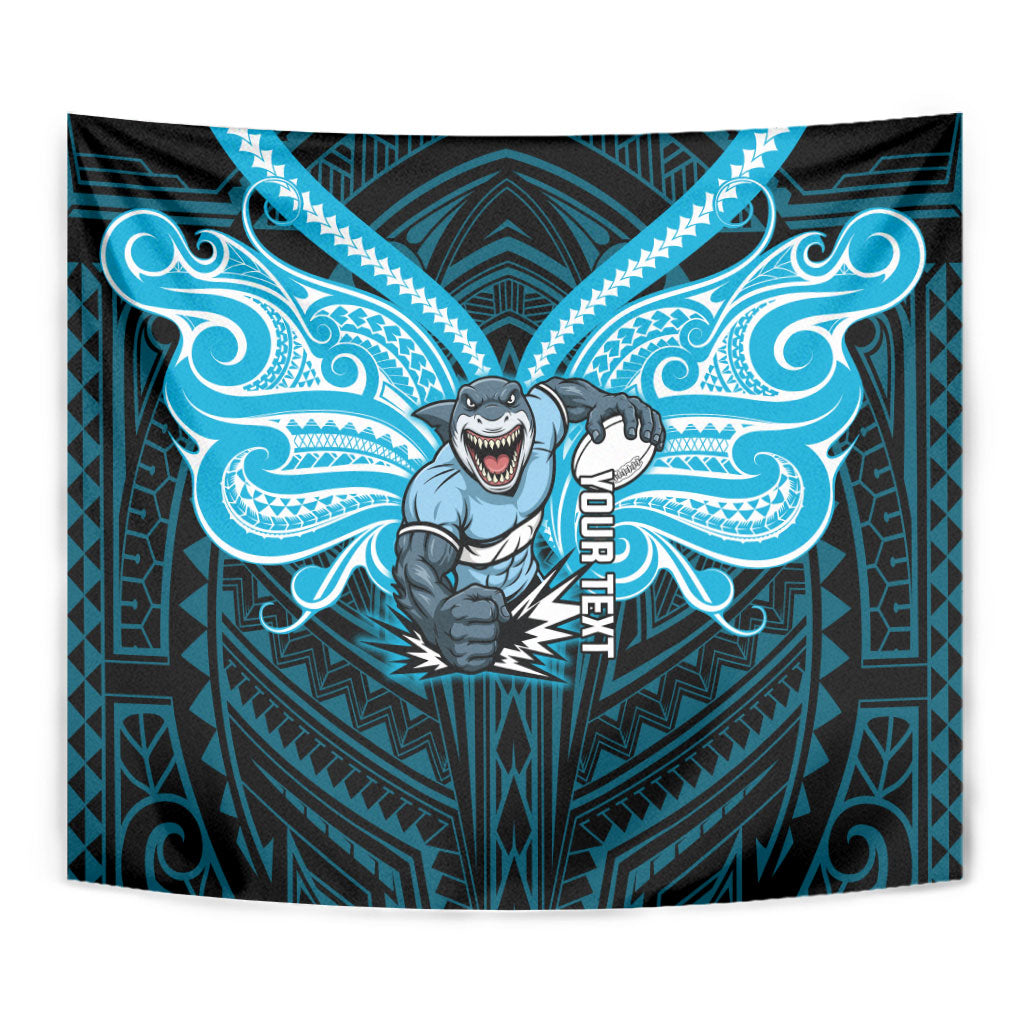Custom Cronulla-Sutherland Sharks Tapestry Shark Warrior Polynesia Islander Rugby Mascot