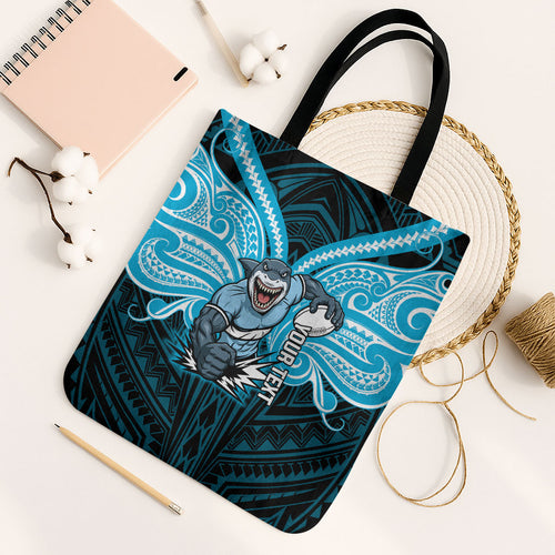 Custom Cronulla-Sutherland Sharks Tote Bag Shark Warrior Polynesia Islander Rugby Mascot