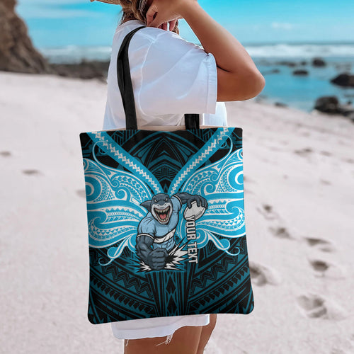 Custom Cronulla-Sutherland Sharks Tote Bag Shark Warrior Polynesia Islander Rugby Mascot
