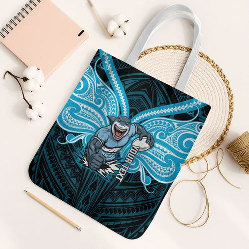 Custom Cronulla-Sutherland Sharks Tote Bag Shark Warrior Polynesia Islander Rugby Mascot