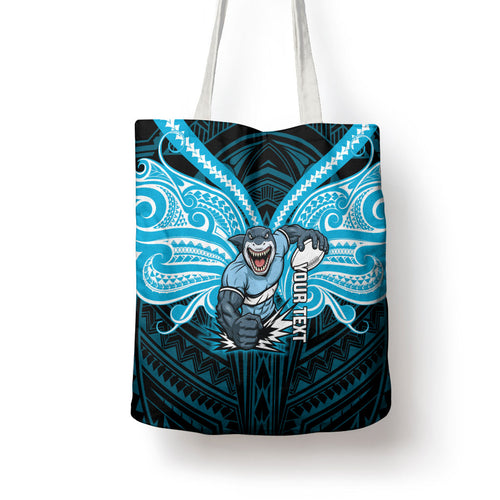 Custom Cronulla-Sutherland Sharks Tote Bag Shark Warrior Polynesia Islander Rugby Mascot