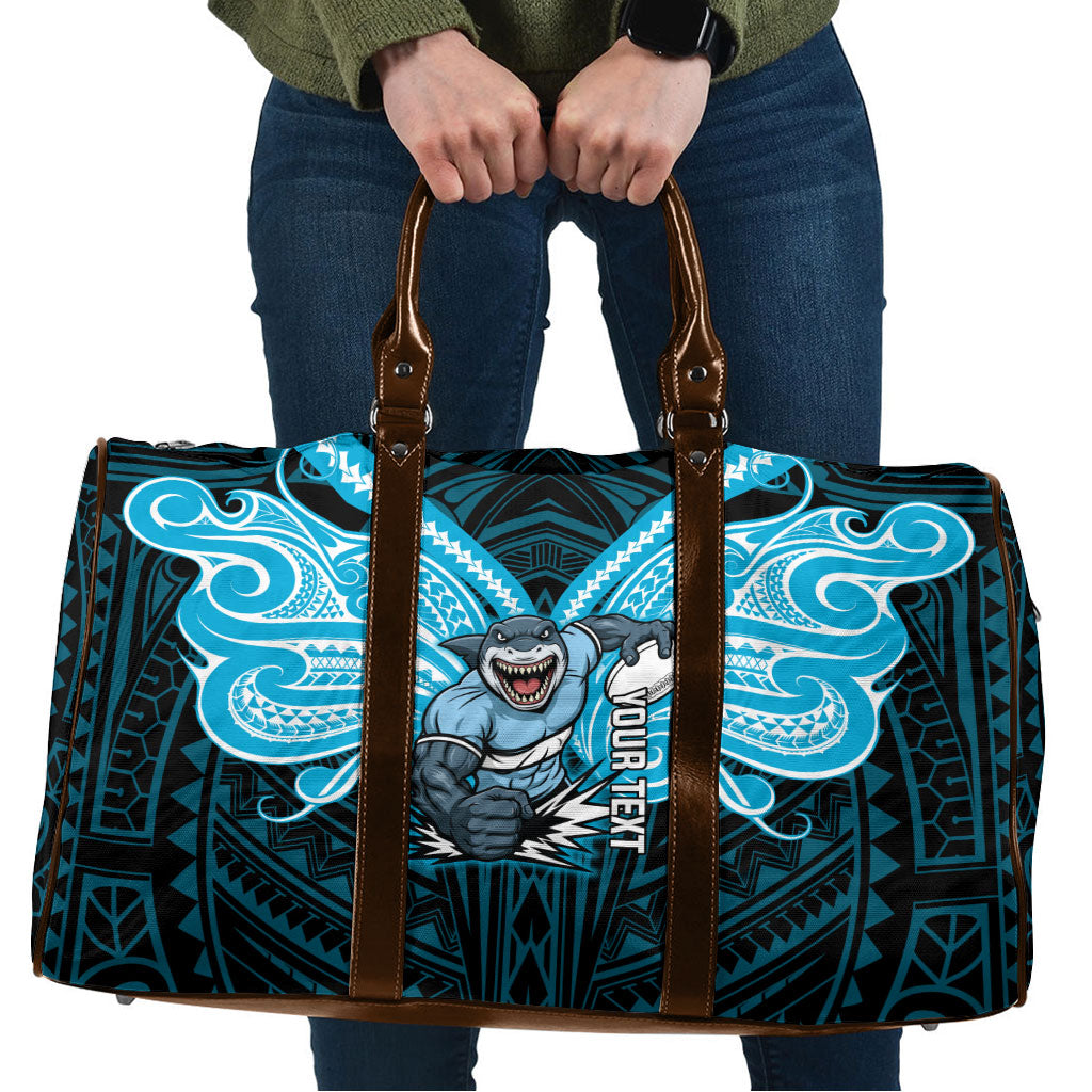 Custom Cronulla-Sutherland Sharks Travel Bag Shark Warrior Polynesia Islander Rugby Mascot