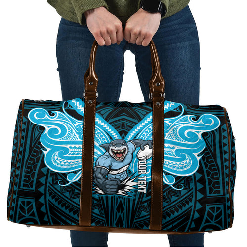 Custom Cronulla-Sutherland Sharks Travel Bag Shark Warrior Polynesia Islander Rugby Mascot