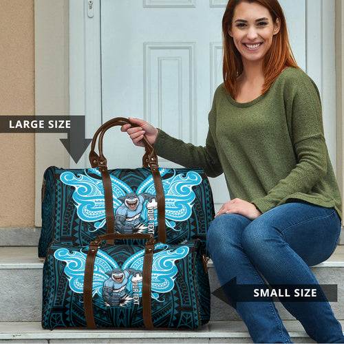 Custom Cronulla-Sutherland Sharks Travel Bag Shark Warrior Polynesia Islander Rugby Mascot