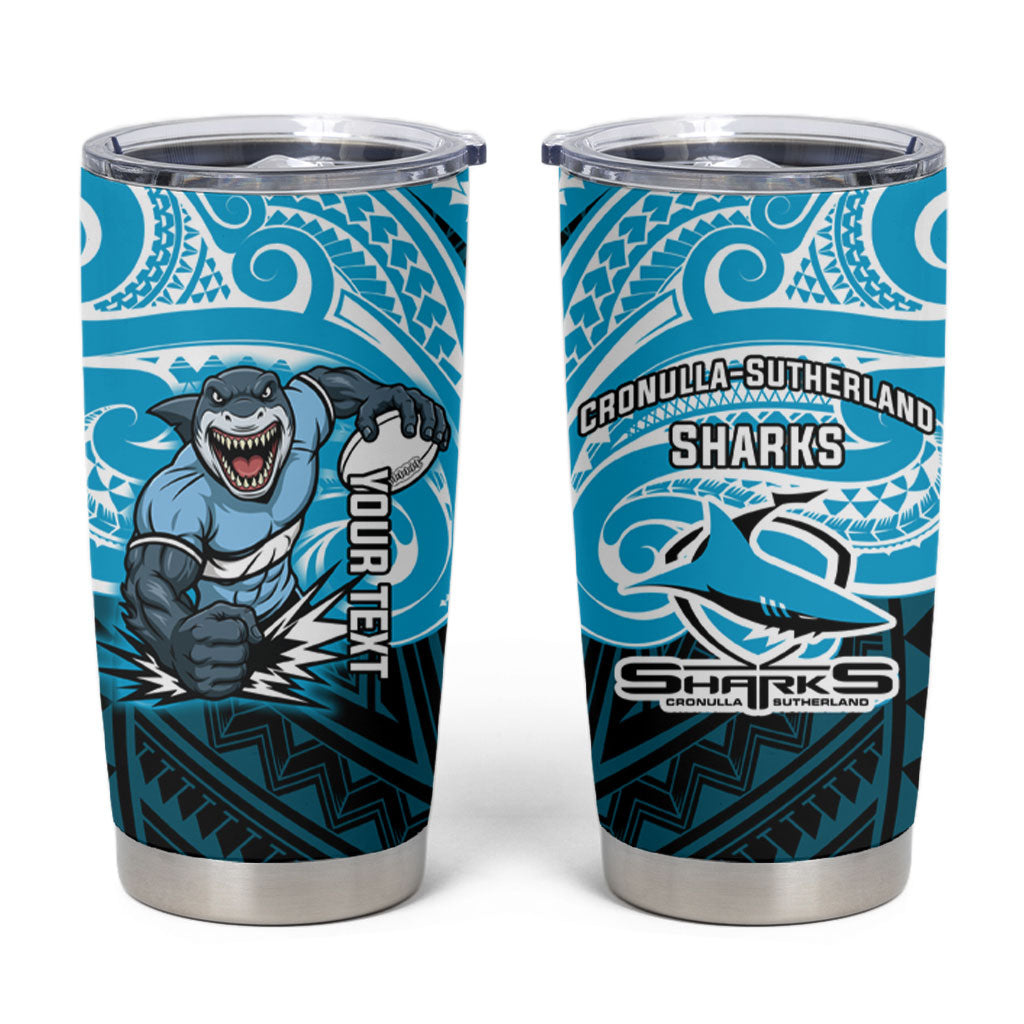 Custom Cronulla-Sutherland Sharks Tumbler Cup Shark Warrior Polynesia Islander Rugby Mascot