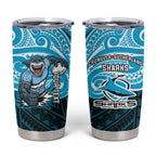 Custom Cronulla-Sutherland Sharks Tumbler Cup Shark Warrior Polynesia Islander Rugby Mascot