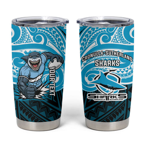 Custom Cronulla-Sutherland Sharks Tumbler Cup Shark Warrior Polynesia Islander Rugby Mascot