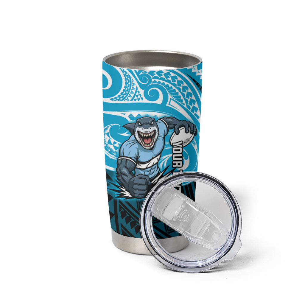 Custom Cronulla-Sutherland Sharks Tumbler Cup Shark Warrior Polynesia Islander Rugby Mascot