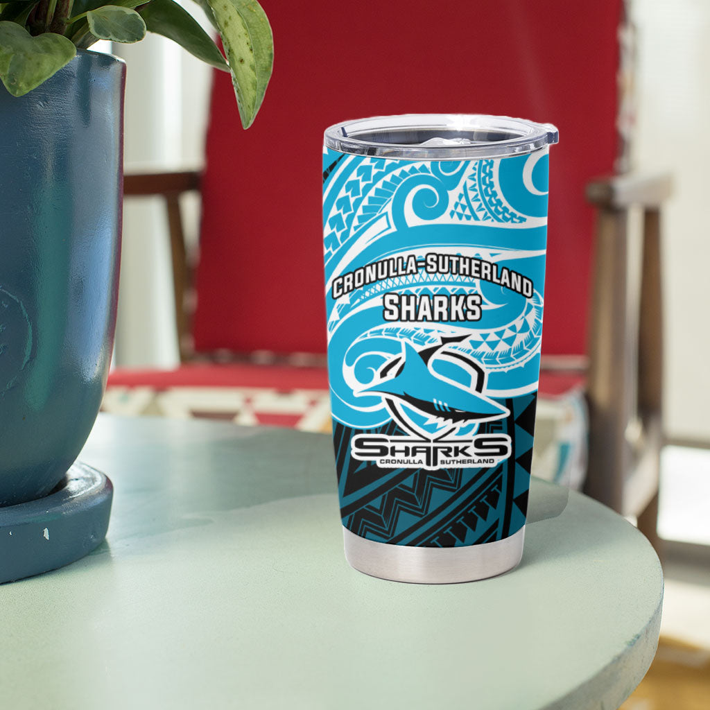 Custom Cronulla-Sutherland Sharks Tumbler Cup Shark Warrior Polynesia Islander Rugby Mascot