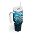 Custom Cronulla-Sutherland Sharks Tumbler With Handle Shark Warrior Polynesia Islander Rugby Mascot