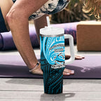 Custom Cronulla-Sutherland Sharks Tumbler With Handle Shark Warrior Polynesia Islander Rugby Mascot