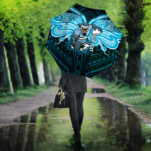Custom Cronulla-Sutherland Sharks Umbrella Shark Warrior Polynesia Islander Rugby Mascot