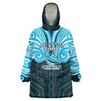 Custom Cronulla-Sutherland Sharks Wearable Blanket Hoodie Shark Warrior Polynesia Islander Rugby Mascot