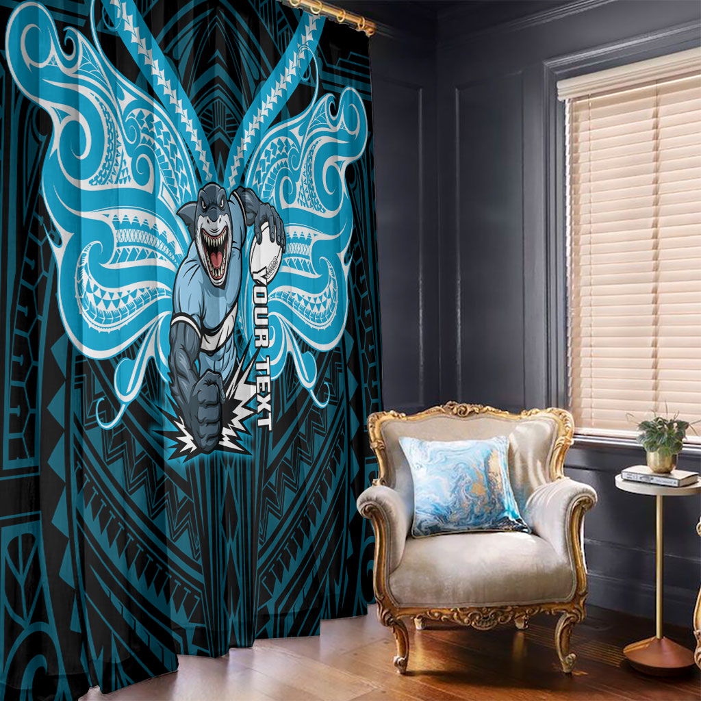 Custom Cronulla-Sutherland Sharks Window Curtain Shark Warrior Polynesia Islander Rugby Mascot
